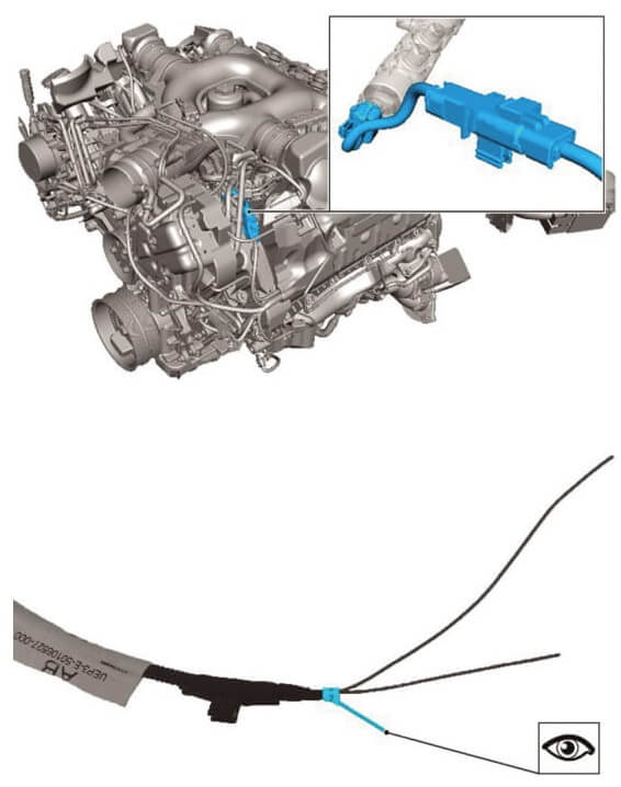 Проводка датчика давления топлива на Range Rover L405 c двигателем 4.4 TDV8