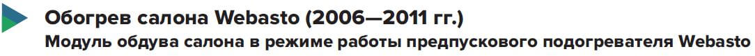 Обогрев салона Webasto (2006 - 2011 гг.)