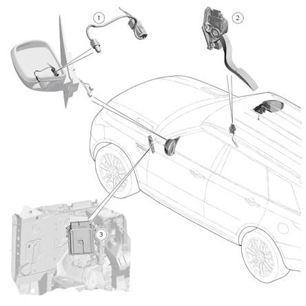 Расположение компонентов системы электронных органов управления бензинового двигателя 5,0SC Range Rover и Range Rover Sport